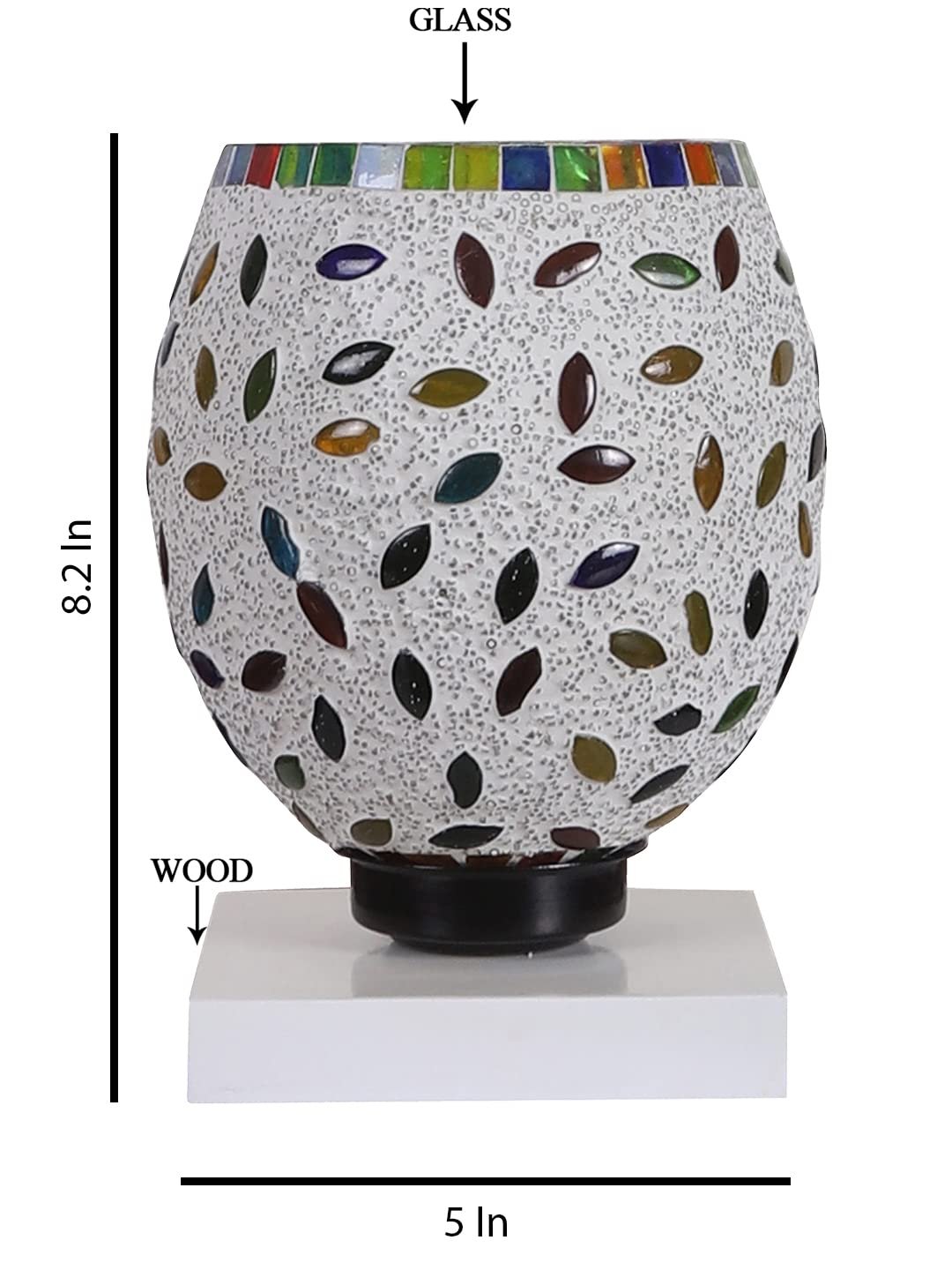 White Wood Square Table lamp with Mosaic Glass -FD37