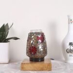 Natural Square Wood Multicolor Mosaic Glass Table Lamp -FD55