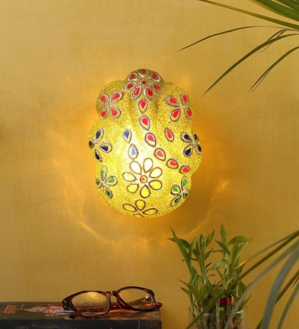 Mosaic Multicolor Ganesh Ji Wall Mounted Light.