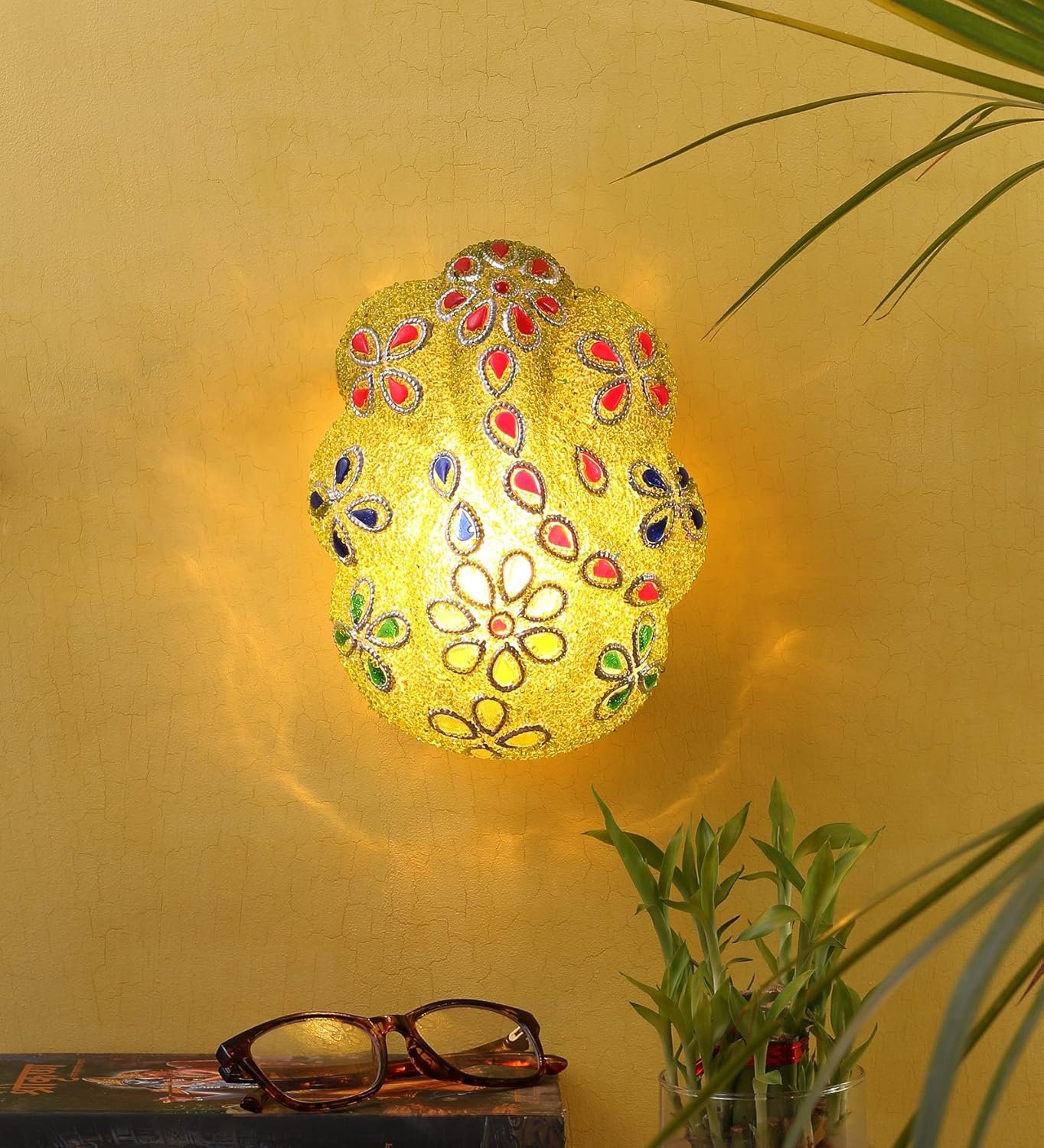Mosaic Multicolor Ganesh Ji Wall Mounted Light.