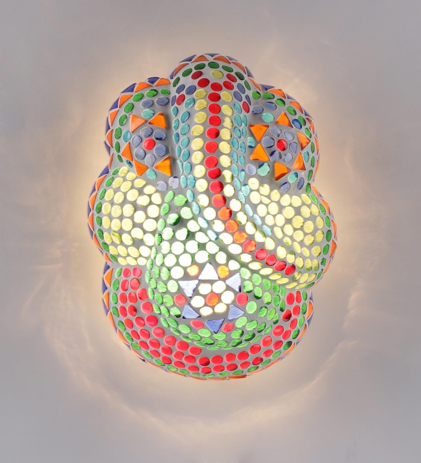 Multicolored Mosaic Ganesha Wall Mounted Light.