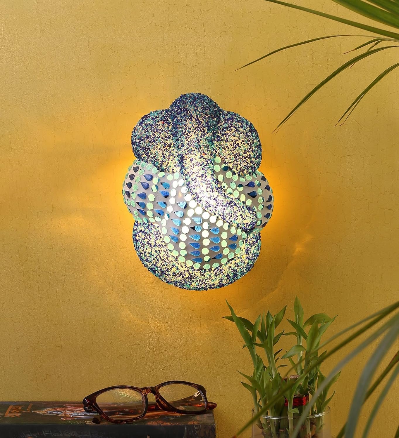Blue Beads Ganesha Wall Mounted Light for Living Room