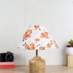 Wood Table lamp with Multicolor Cotton Shade