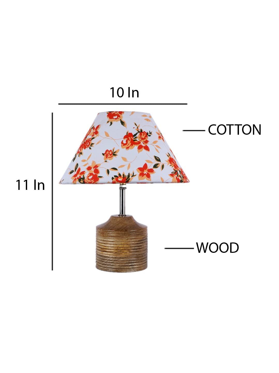 Wood Table lamp with Multicolor Cotton Shade
