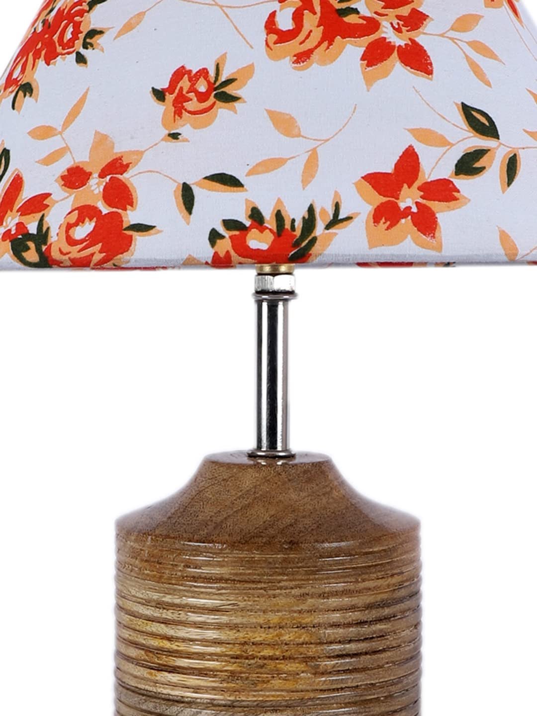 Wood Table lamp with Multicolor Cotton Shade
