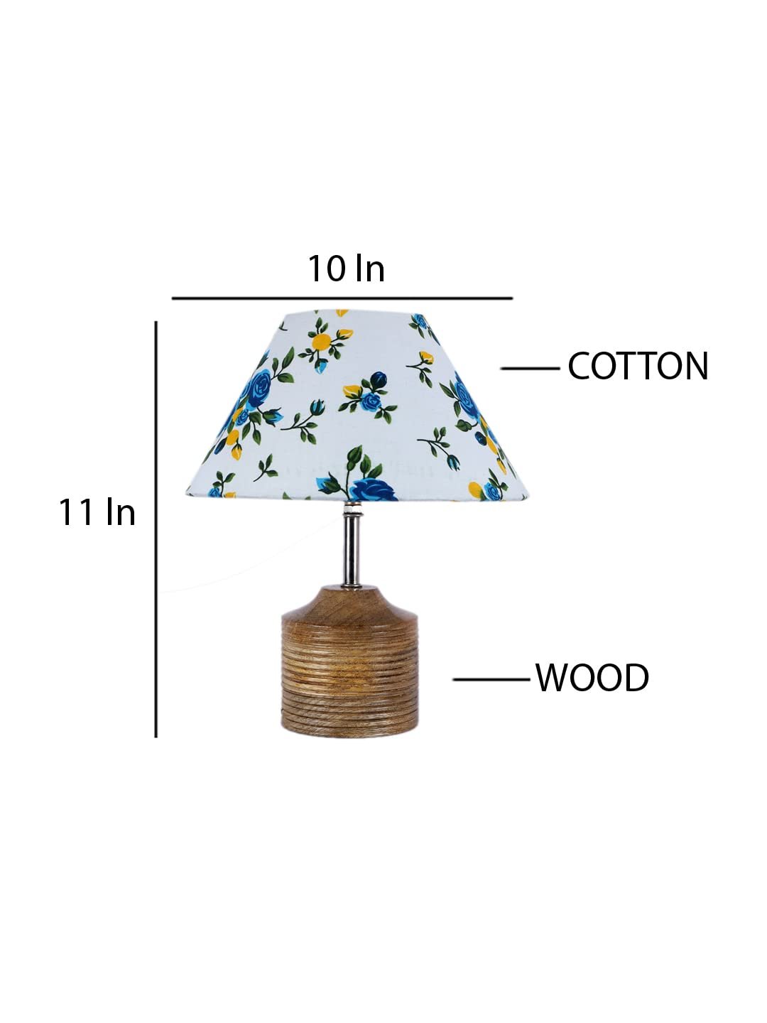 Wood Table lamp with Multicolor Cotton Shade