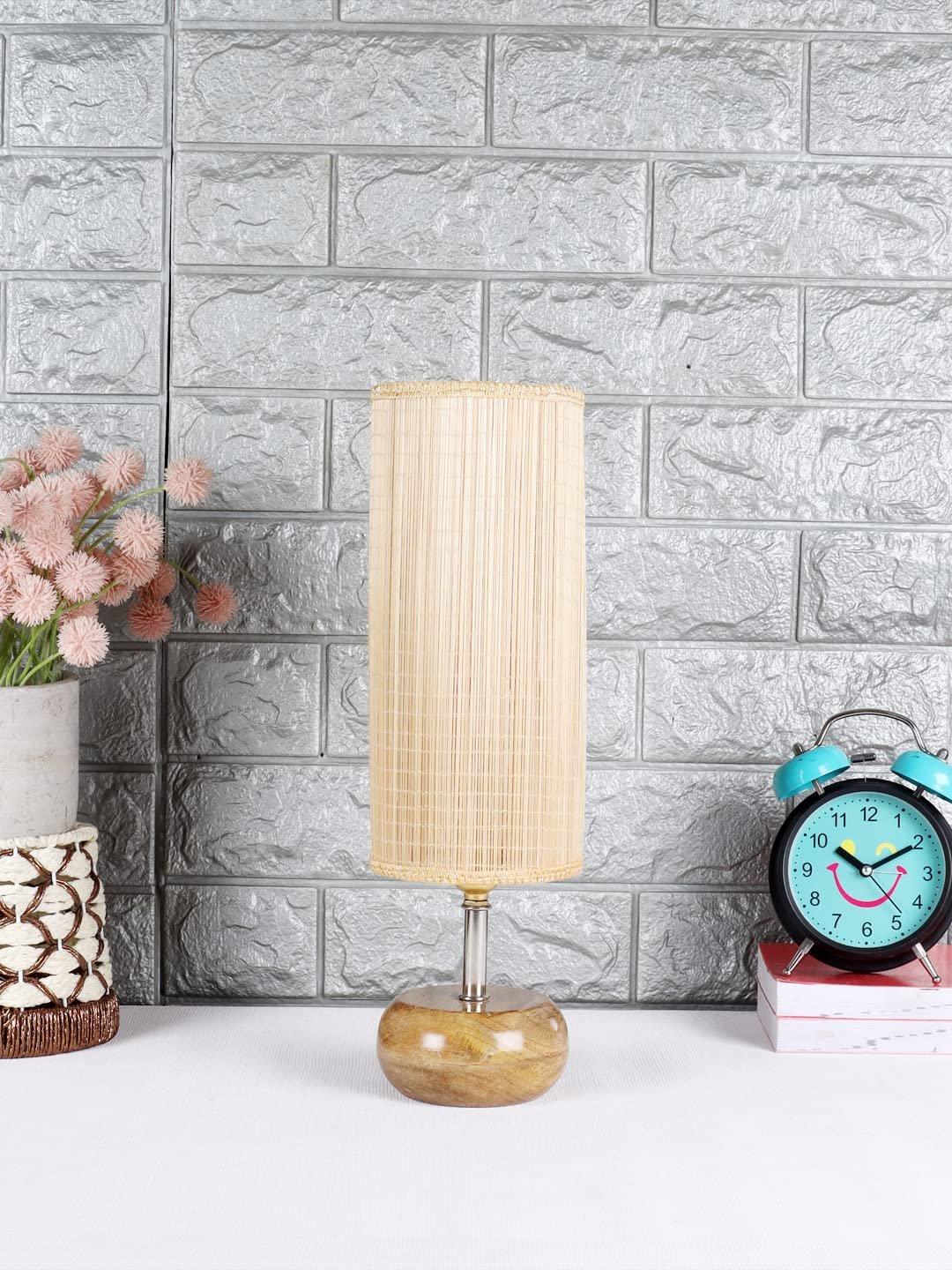 Wood Table lamp with Bamboo Shade
