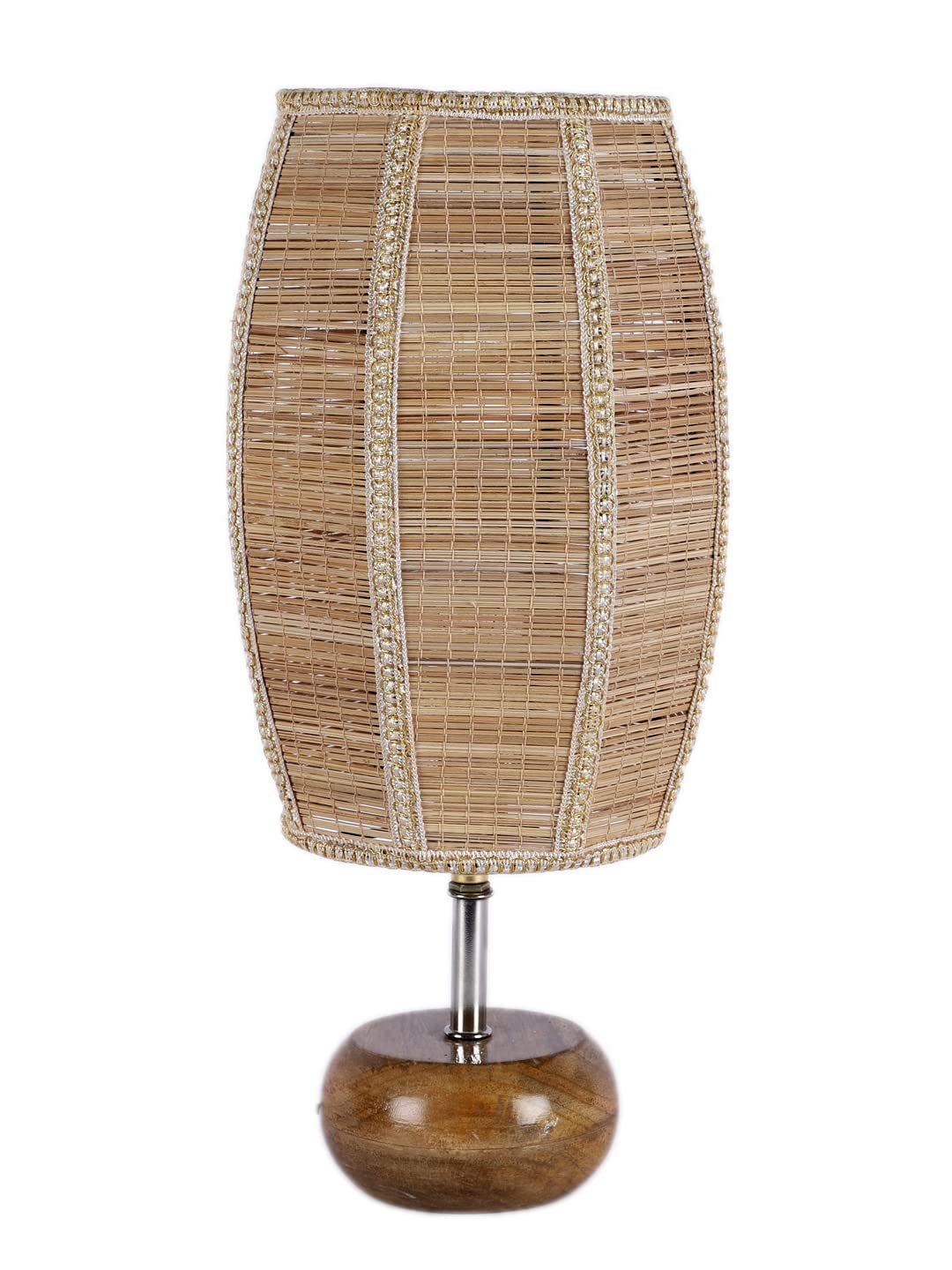 Wood Table lamp with Dholak Bamboo Shade