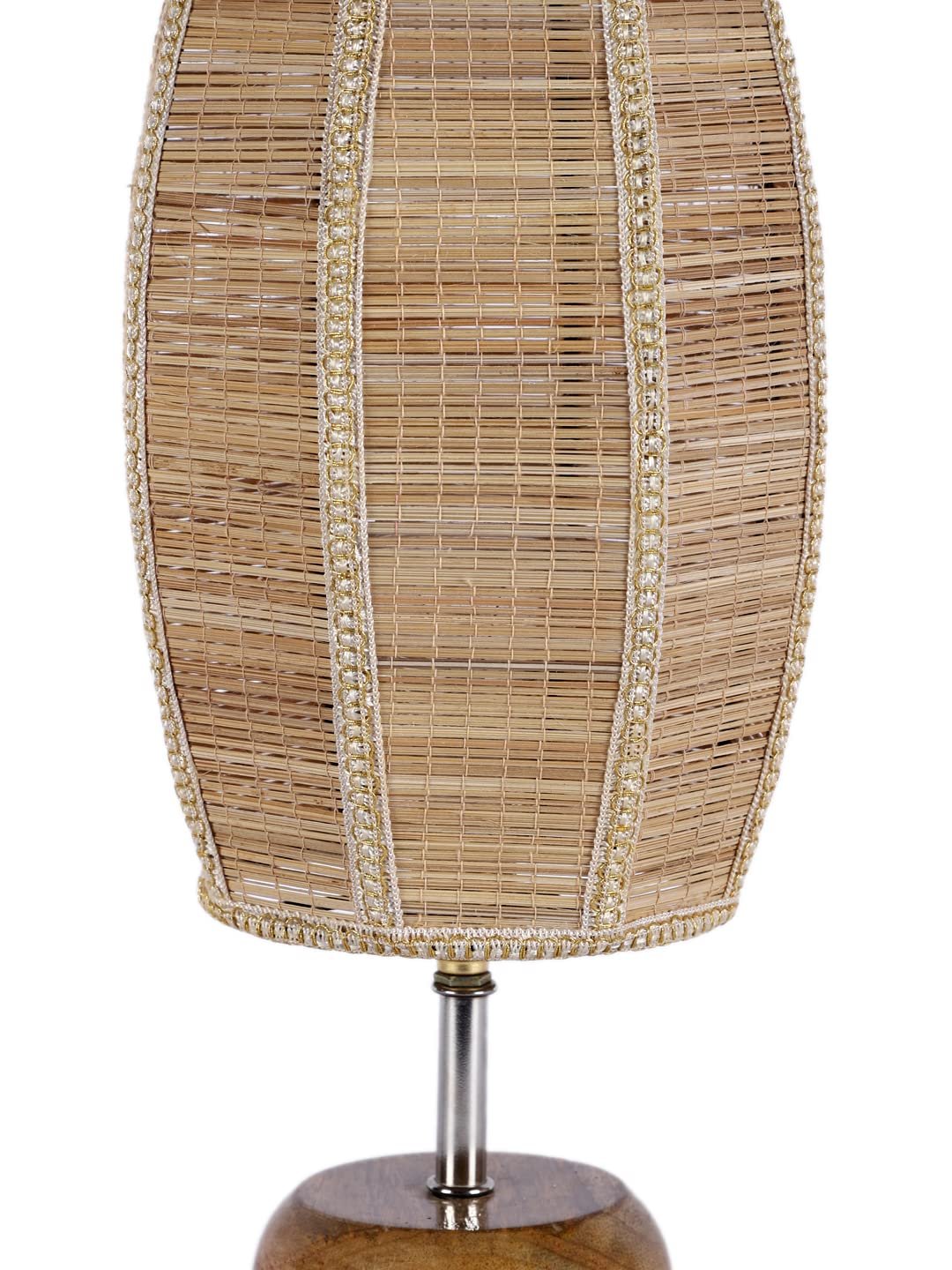 Wood Table lamp with Dholak Bamboo Shade