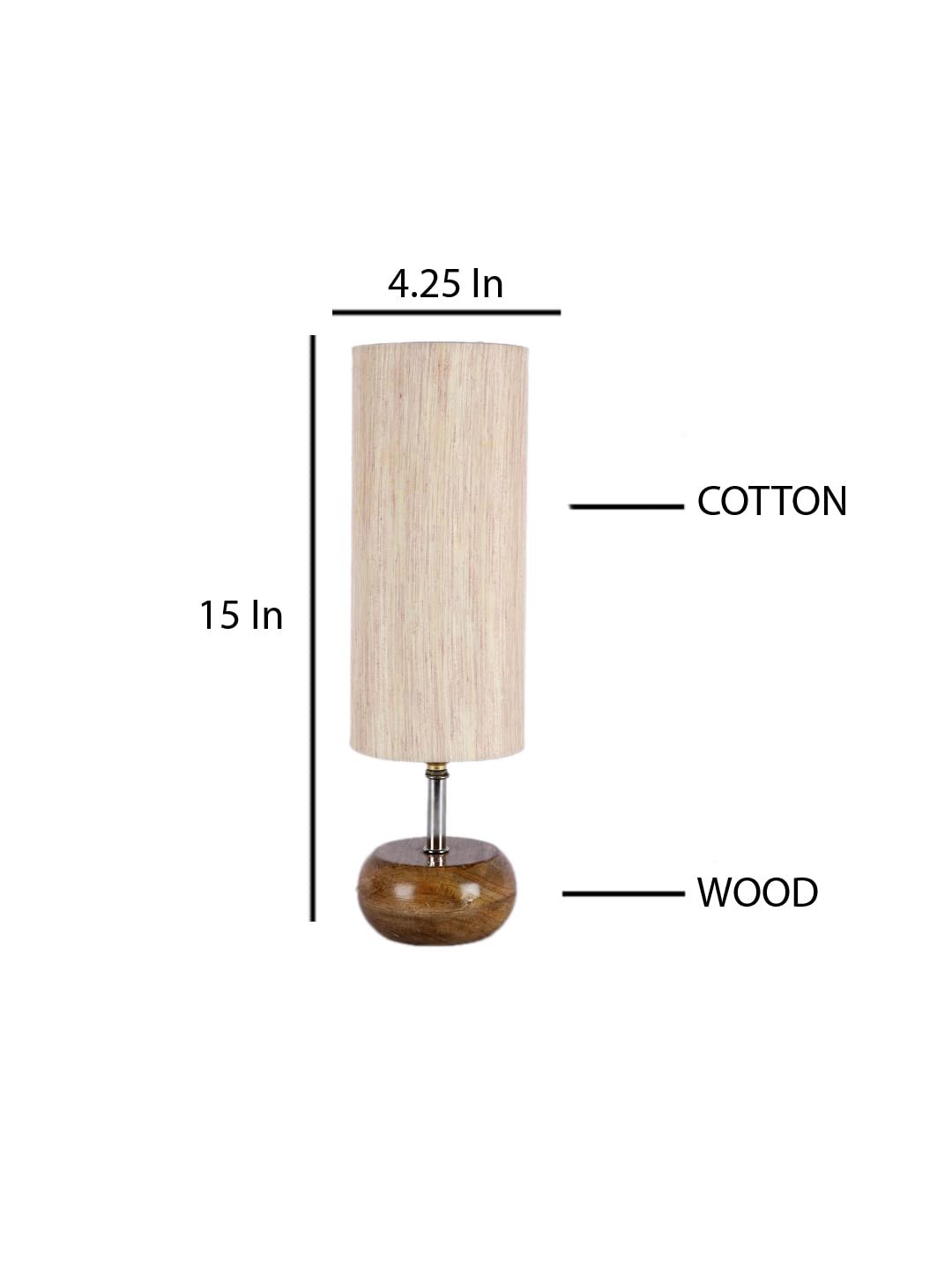 Wood Table lamp with Off-White Cotton Shade