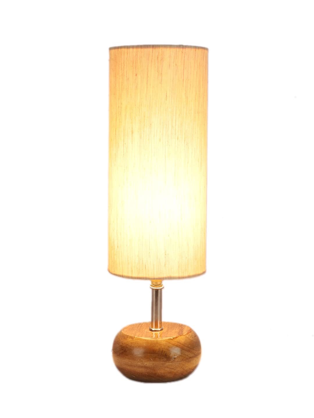 Wood Table lamp with Off-White Cotton Shade