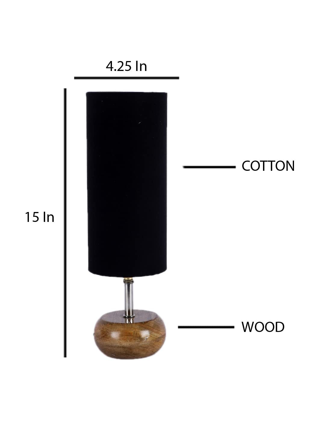 Wood Table lamp with Black Cotton Shade