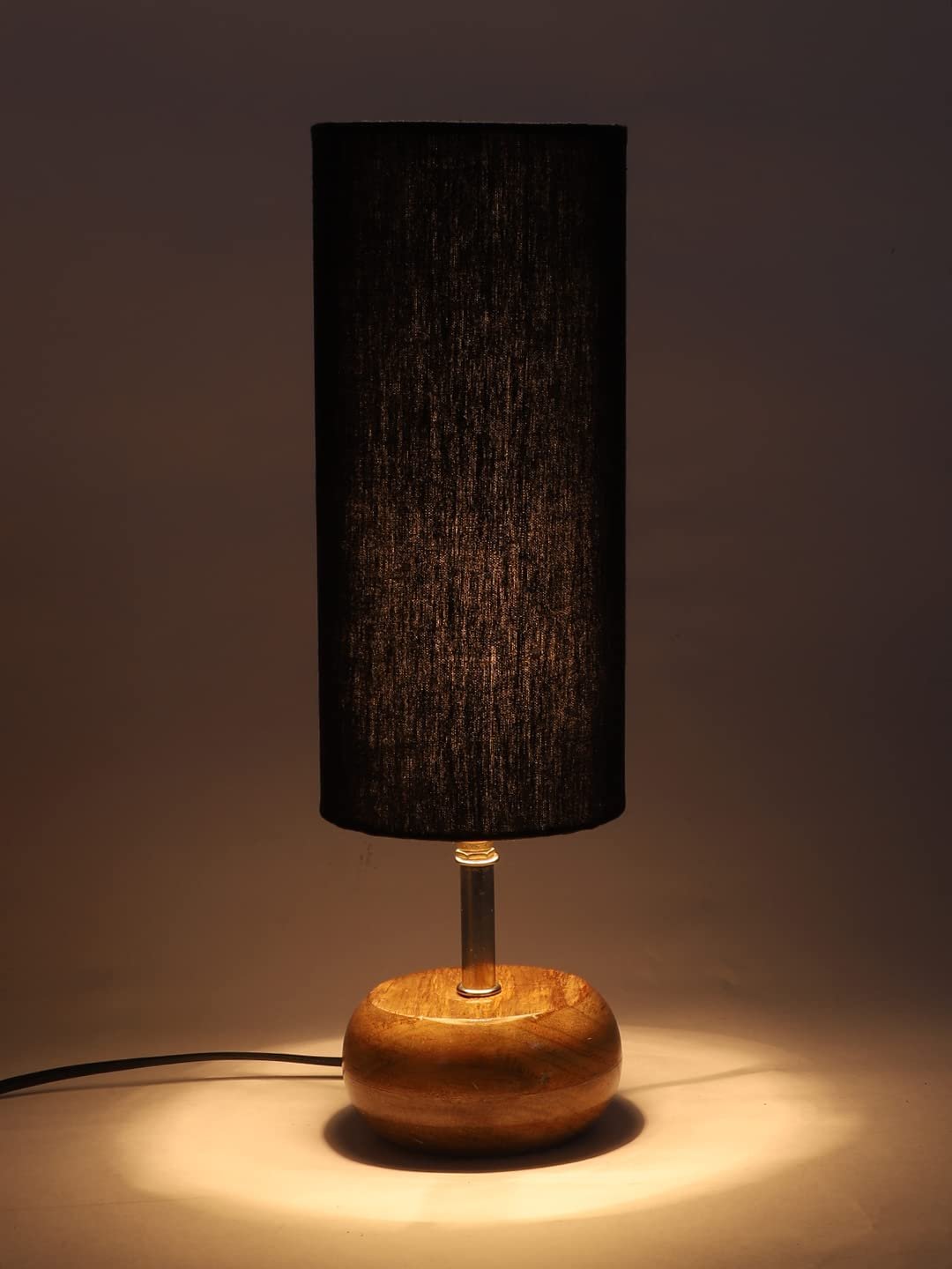 Wood Table lamp with Black Cotton Shade