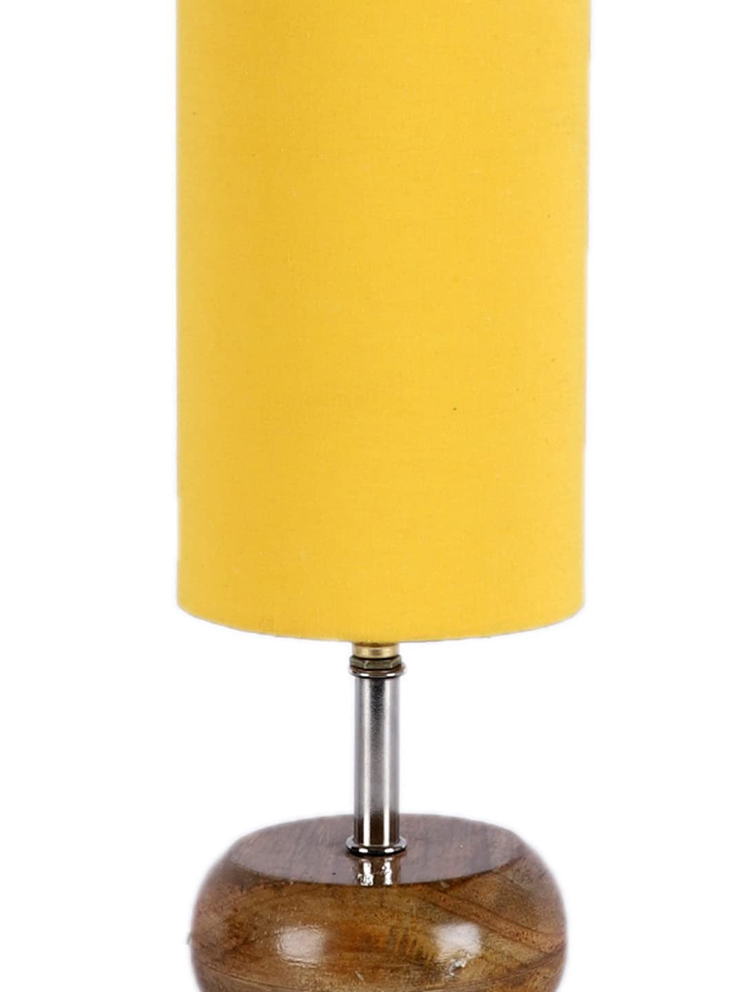Wood Table lamp with Yellow Cotton Shade