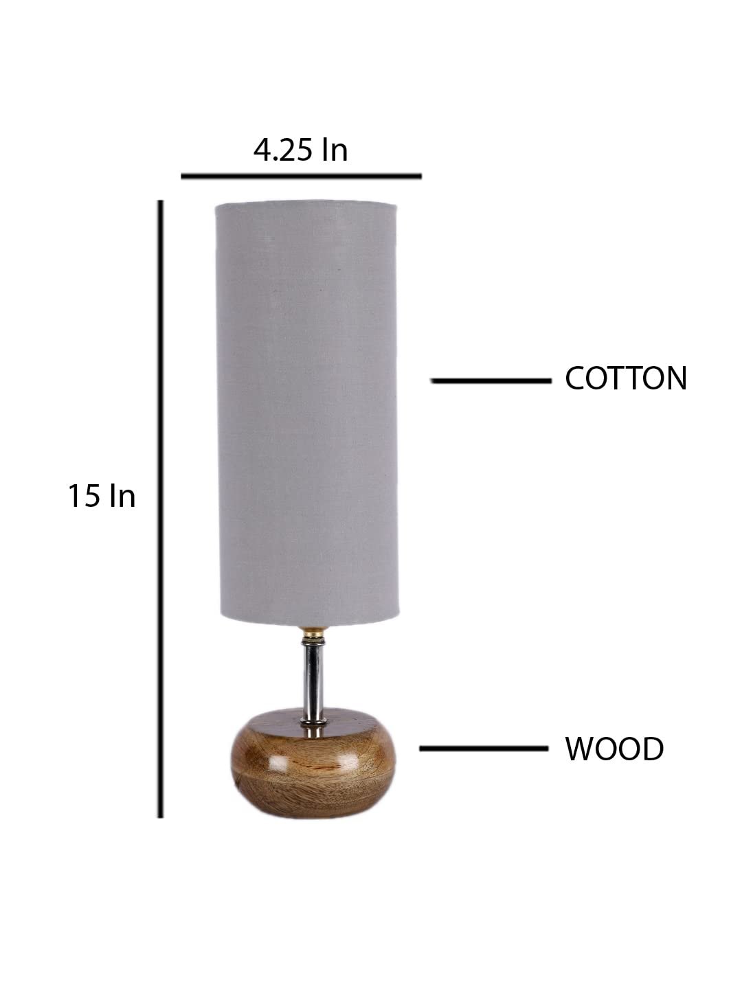 Wood Table lamp with Grey Cotton Shade