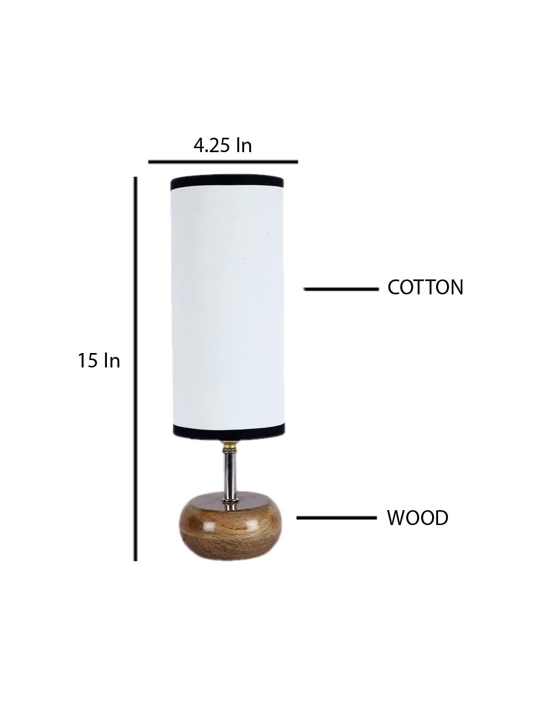 Wood Table lamp with Multicolor Cotton Shade