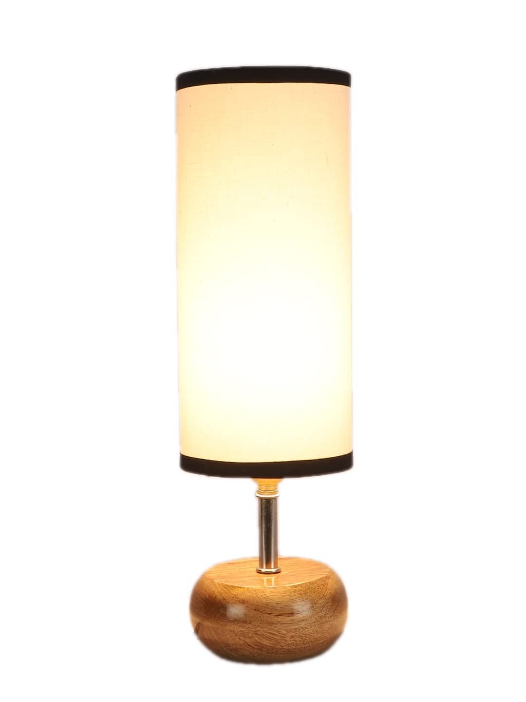 Wood Table lamp with Multicolor Cotton Shade