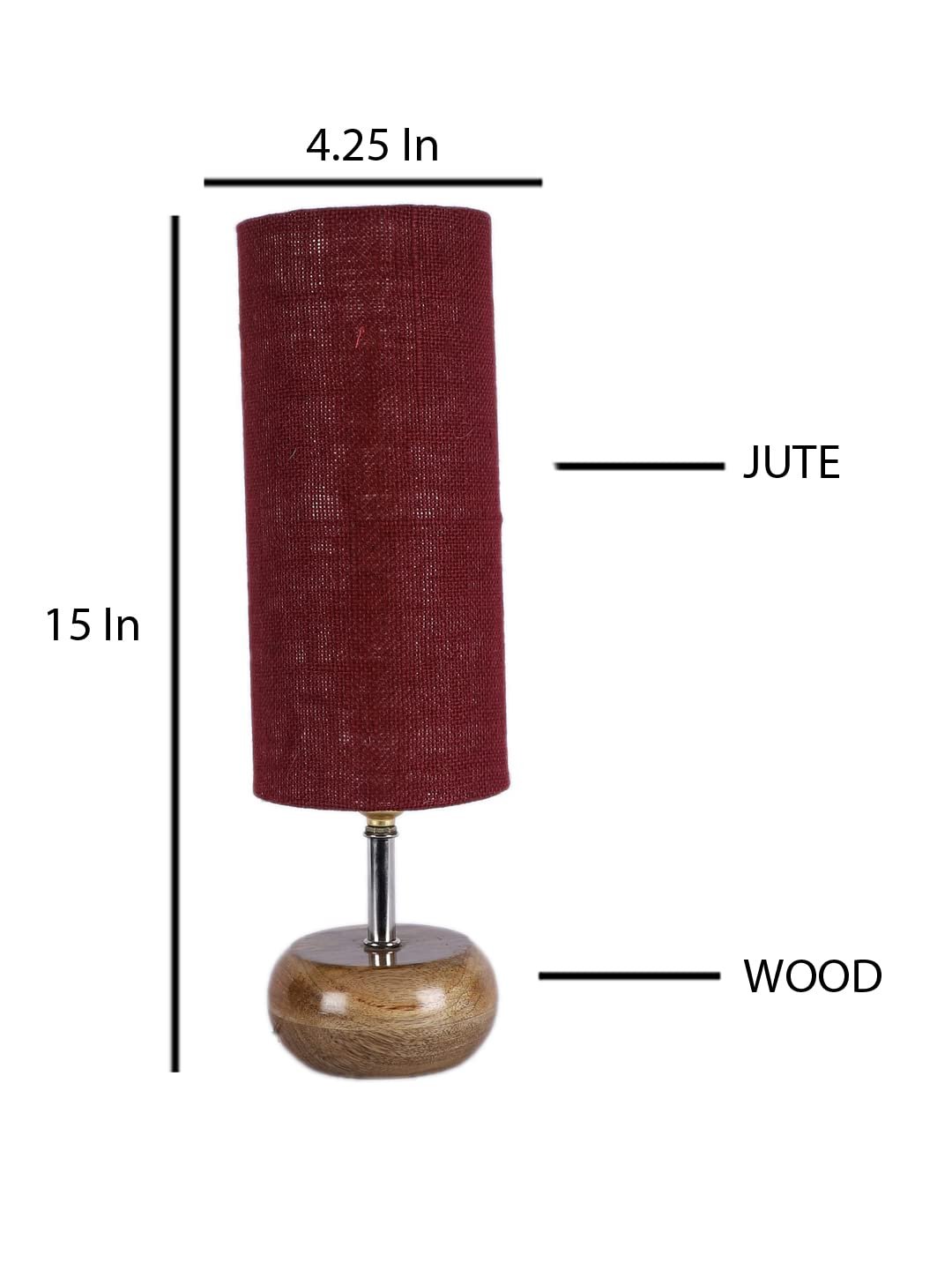 Wood Table lamp with Maroon Jute Shade