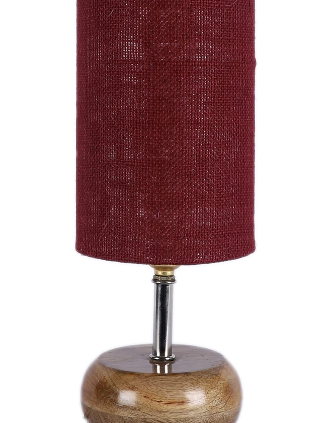 Wood Table lamp with Maroon Jute Shade