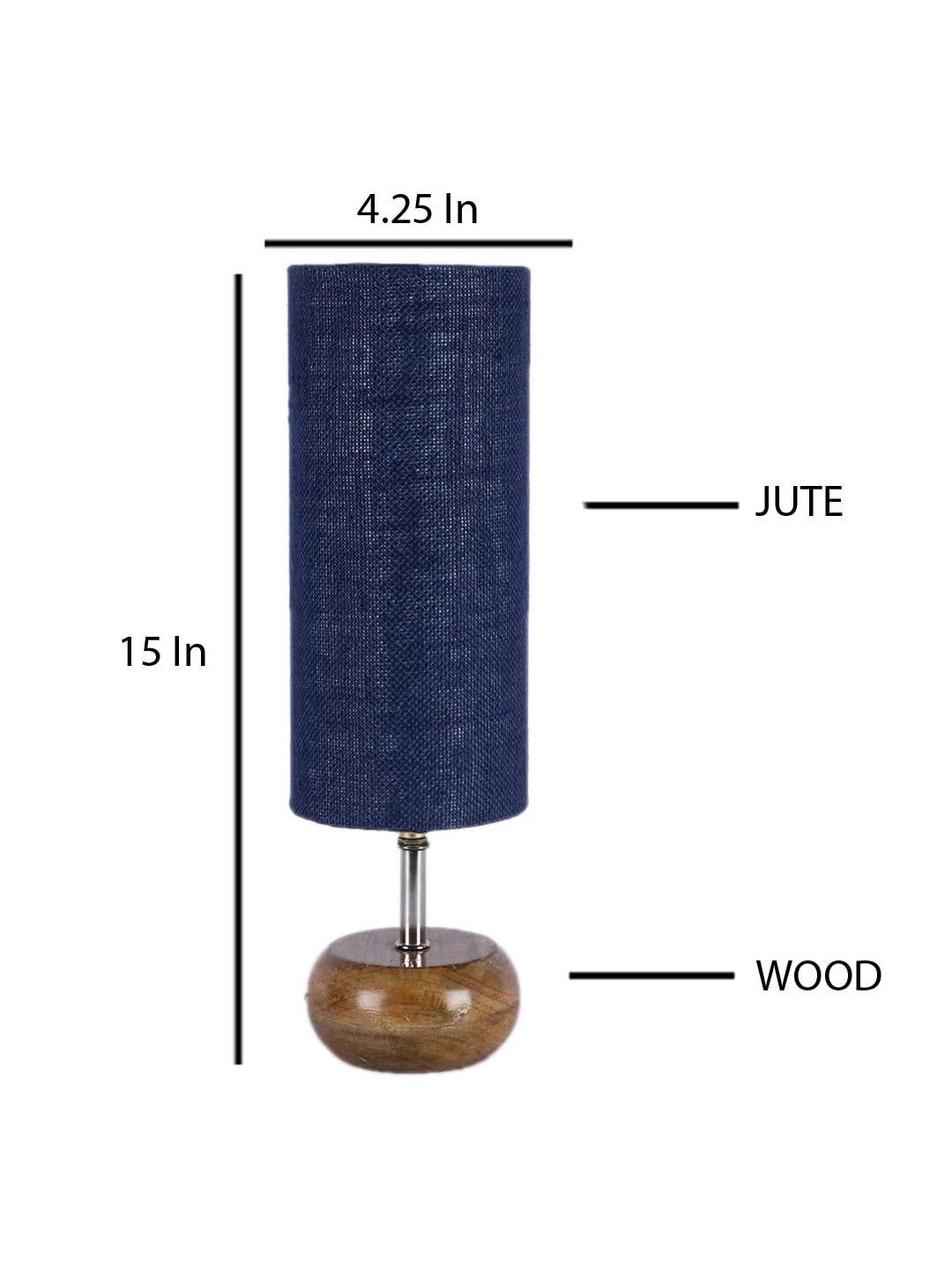 Wood Table lamp with Blue Jute Shade