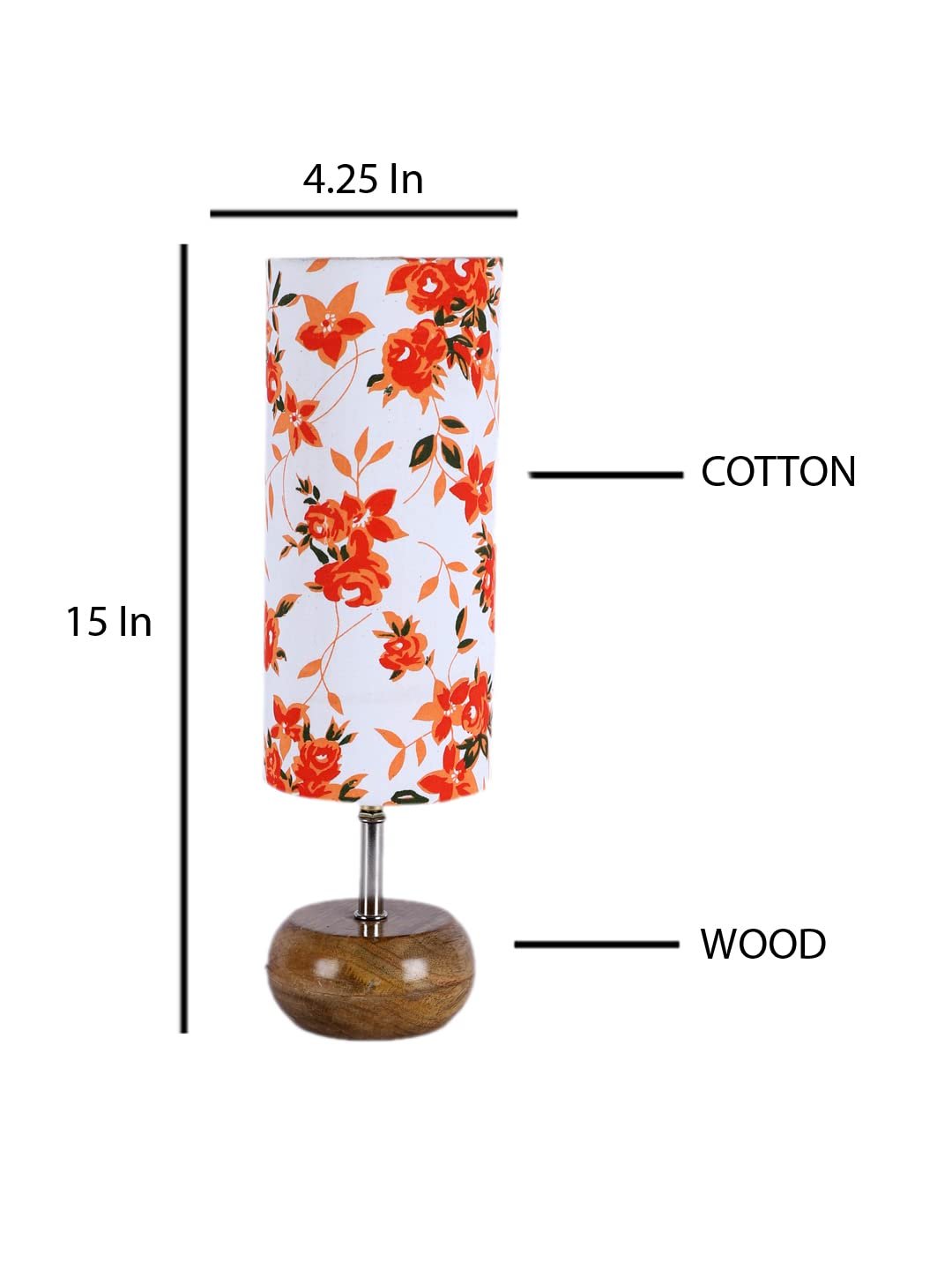 Wood Table lamp with Multicolor Cotton Shade