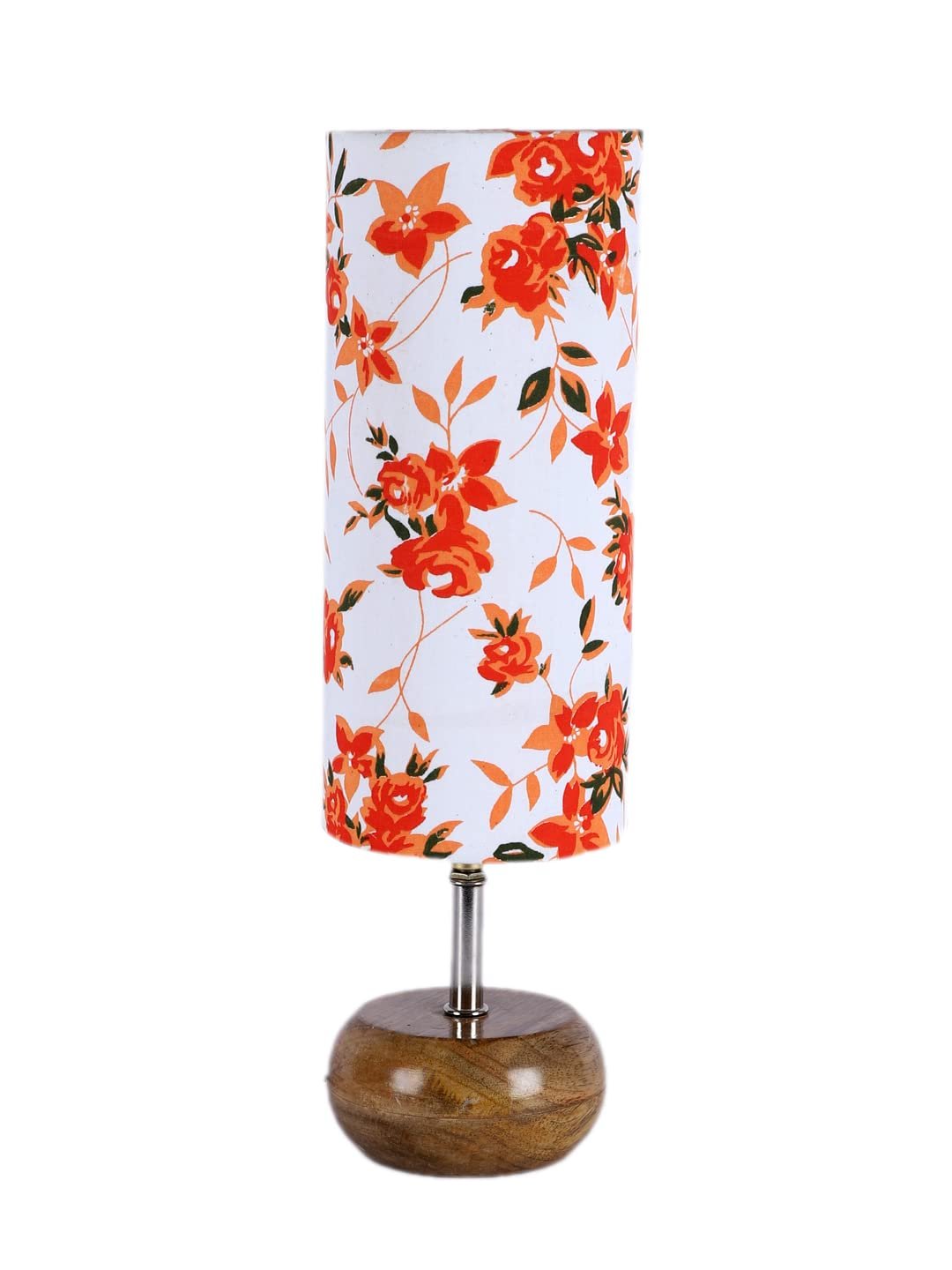 Wood Table lamp with Multicolor Cotton Shade