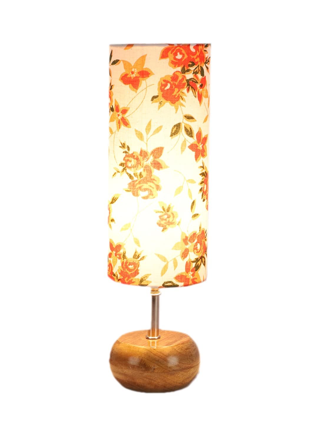 Wood Table lamp with Multicolor Cotton Shade