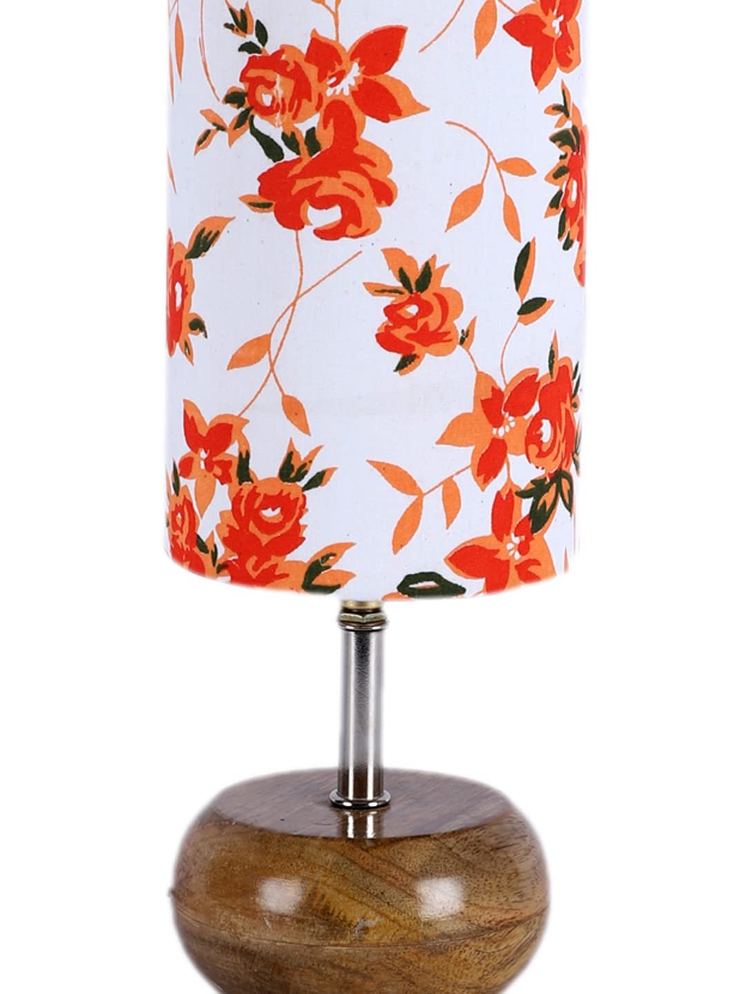 Wood Table lamp with Multicolor Cotton Shade