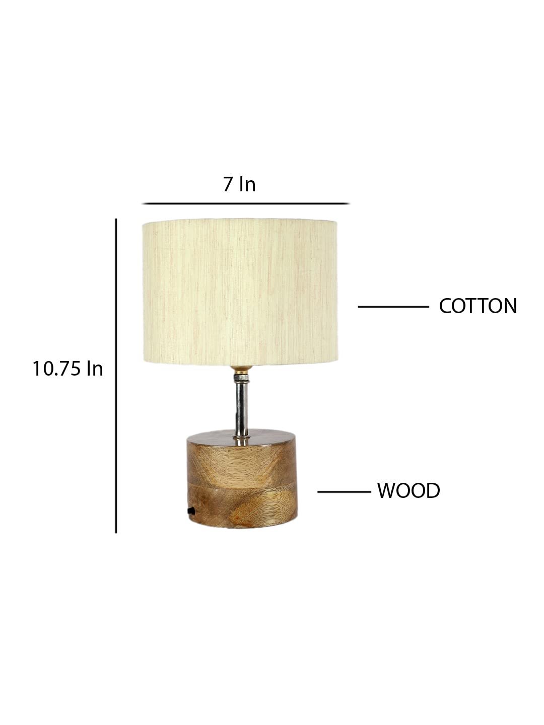 Wood Table lamp with Off-White Cotton Shade