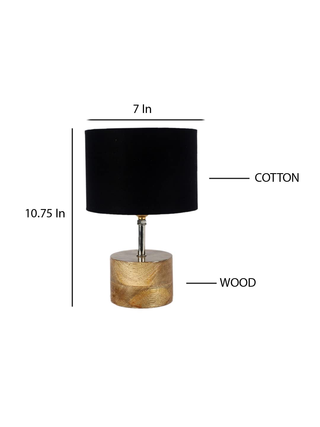 Wood Table lamp with Black Cotton Shade