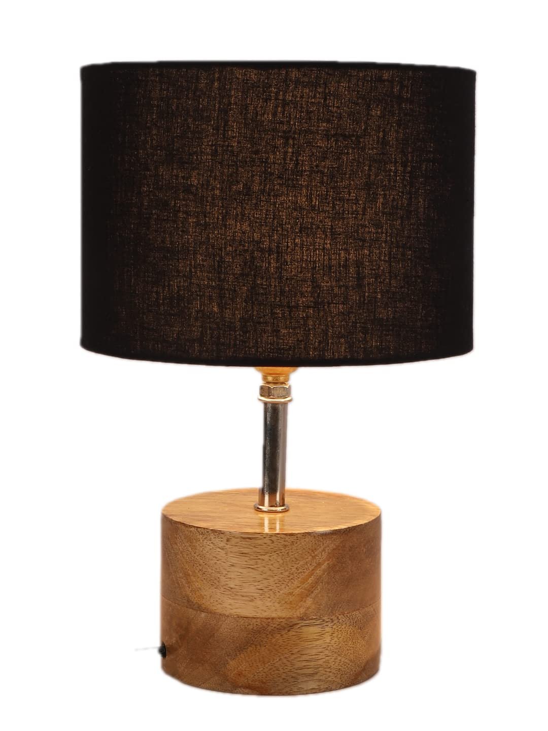 Wood Table lamp with Black Cotton Shade