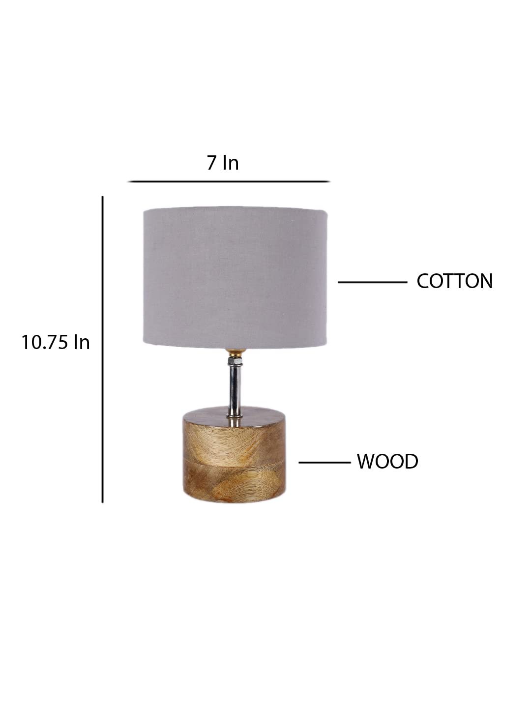 Wood Table lamp with Grey Cotton Shade