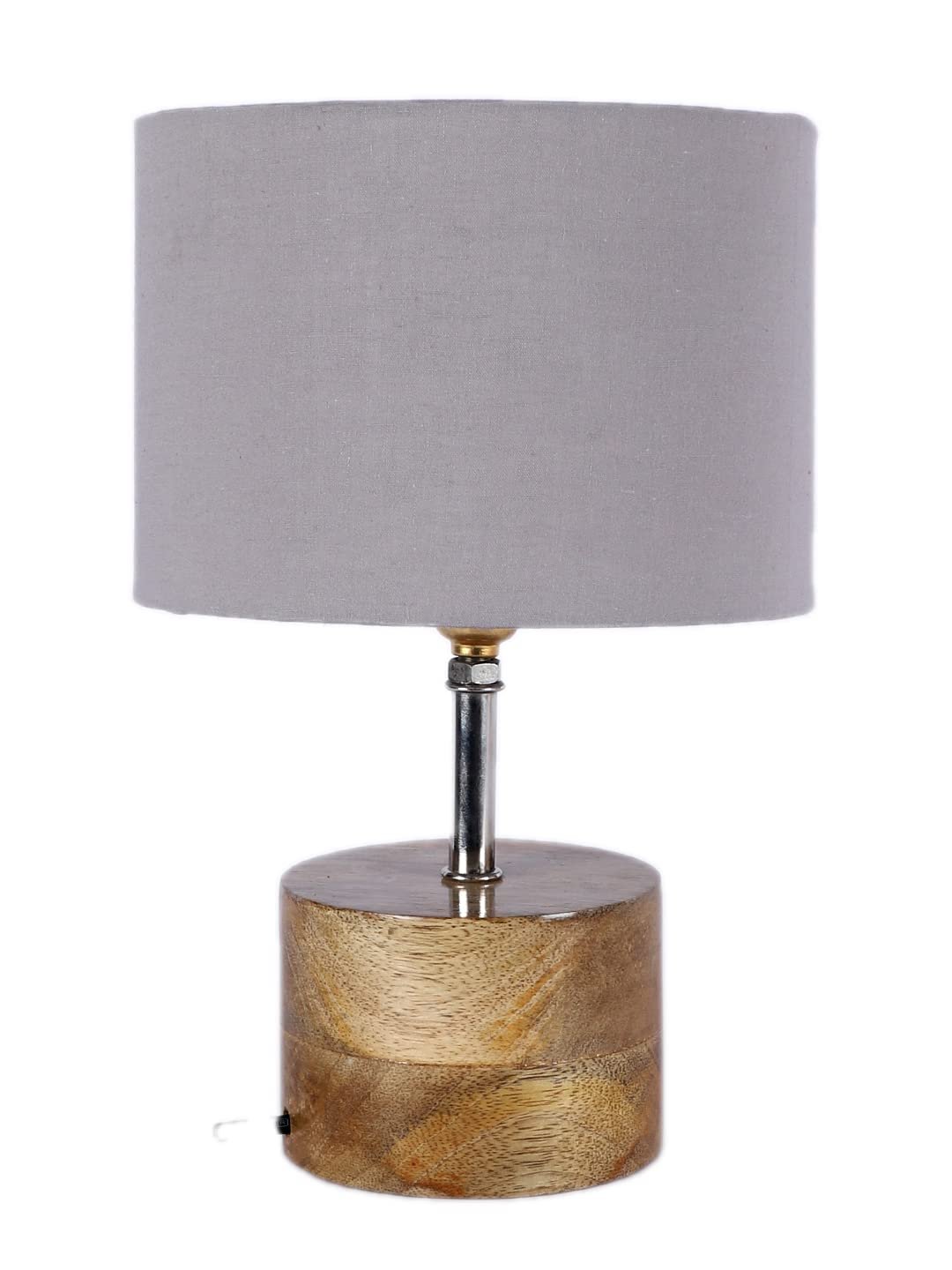 Wood Table lamp with Grey Cotton Shade