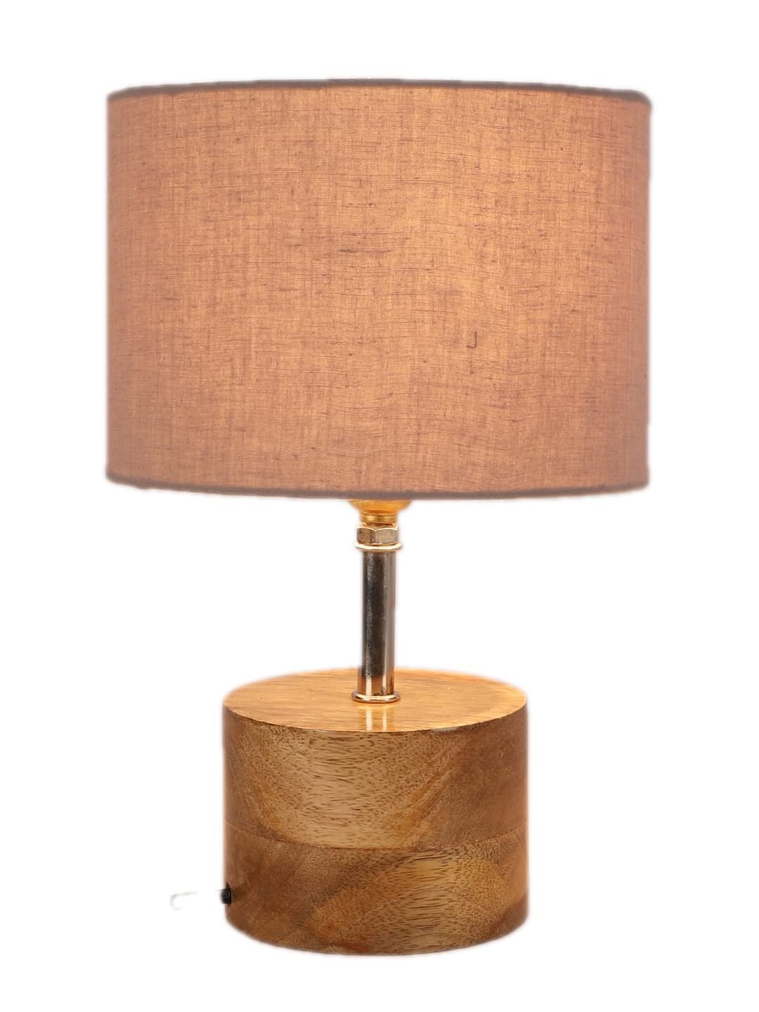 Wood Table lamp with Grey Cotton Shade