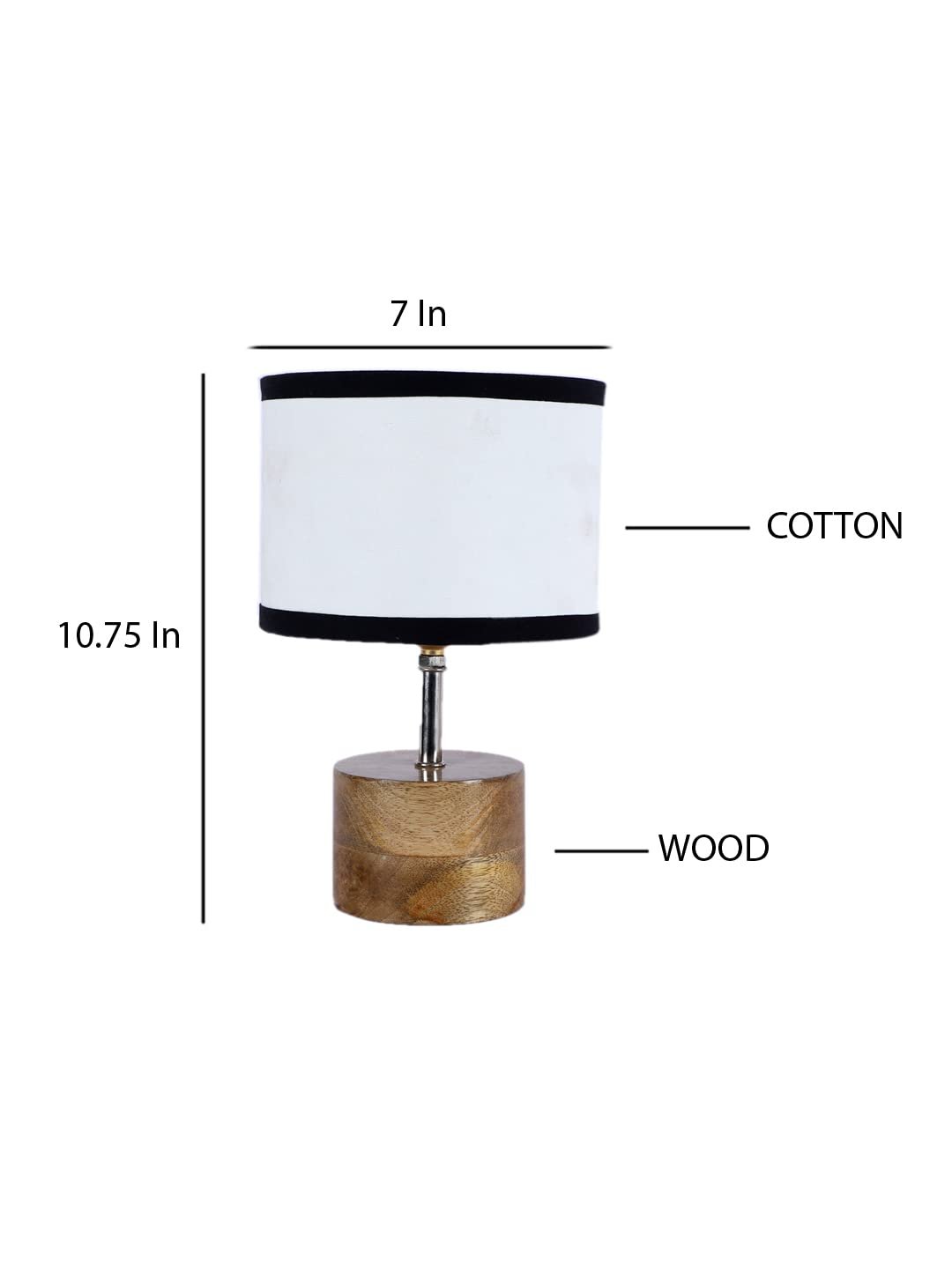 Wood Table lamp with Multicolor Cotton Shade