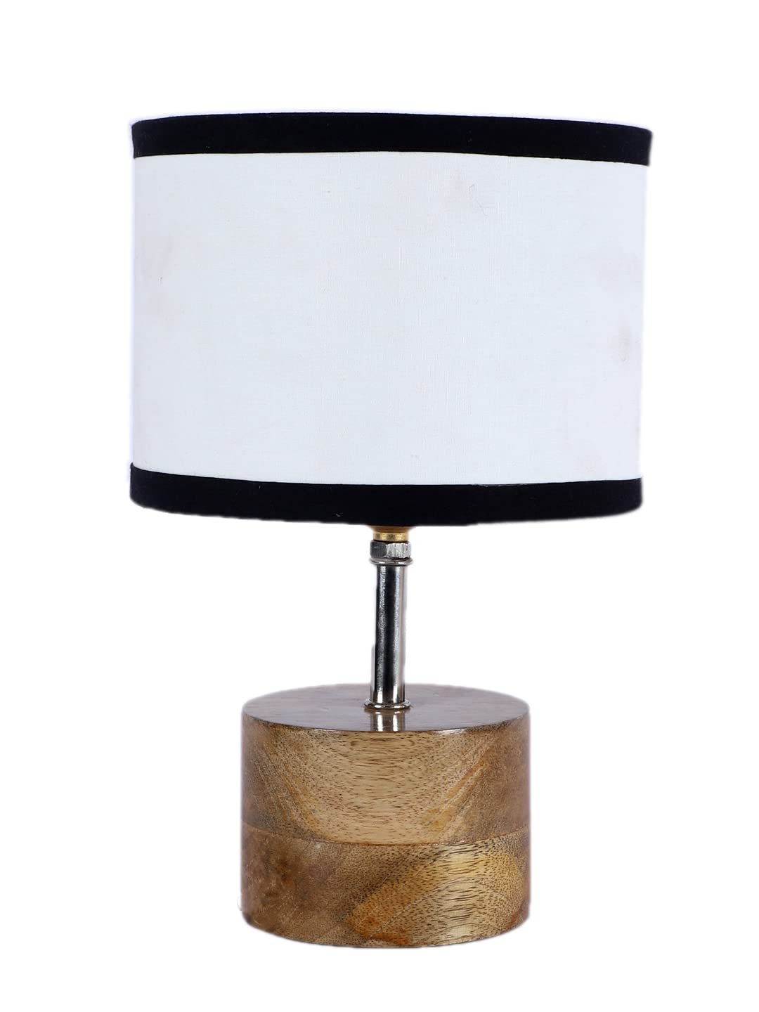 Wood Table lamp with Multicolor Cotton Shade