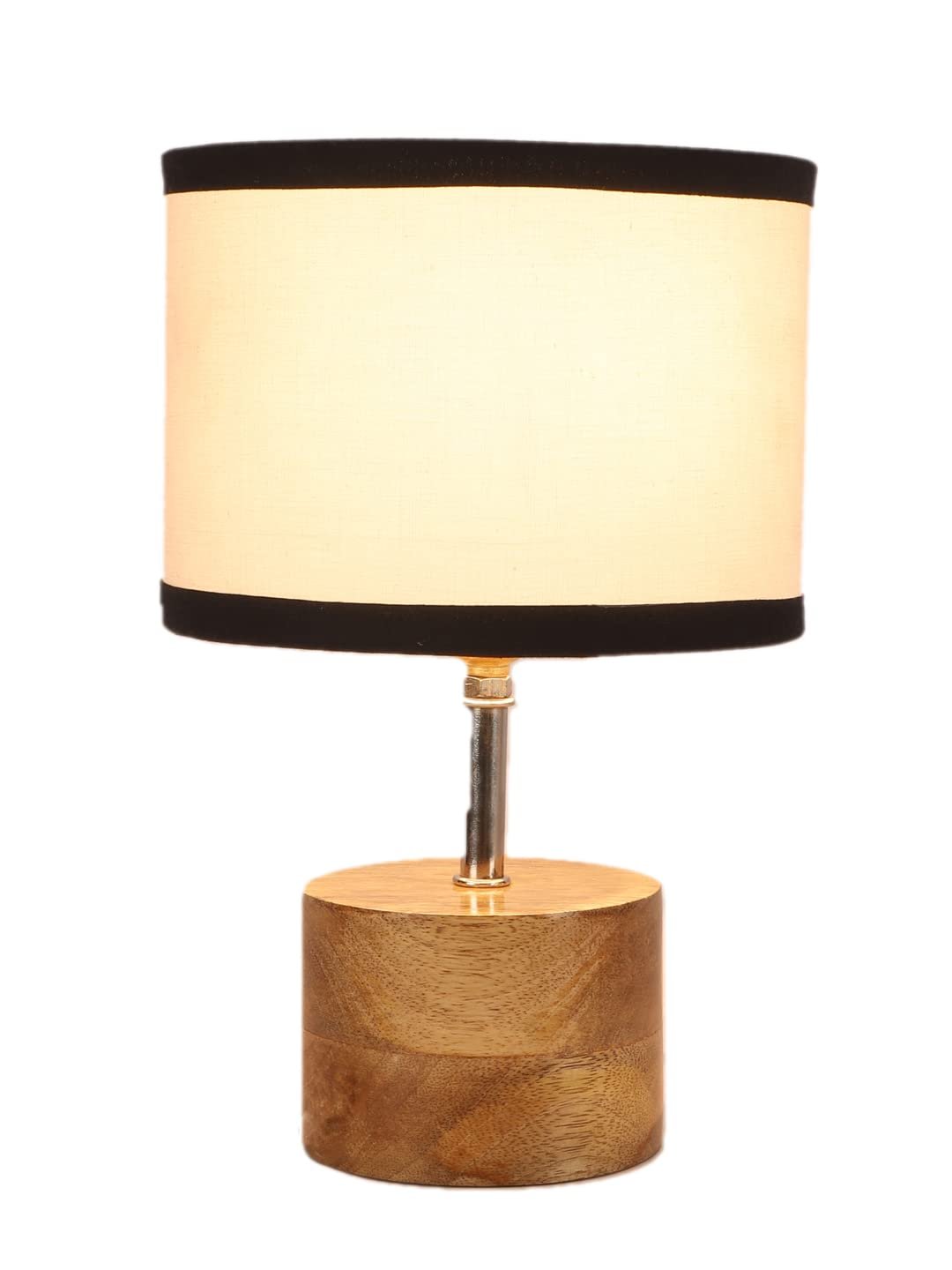 Wood Table lamp with Multicolor Cotton Shade