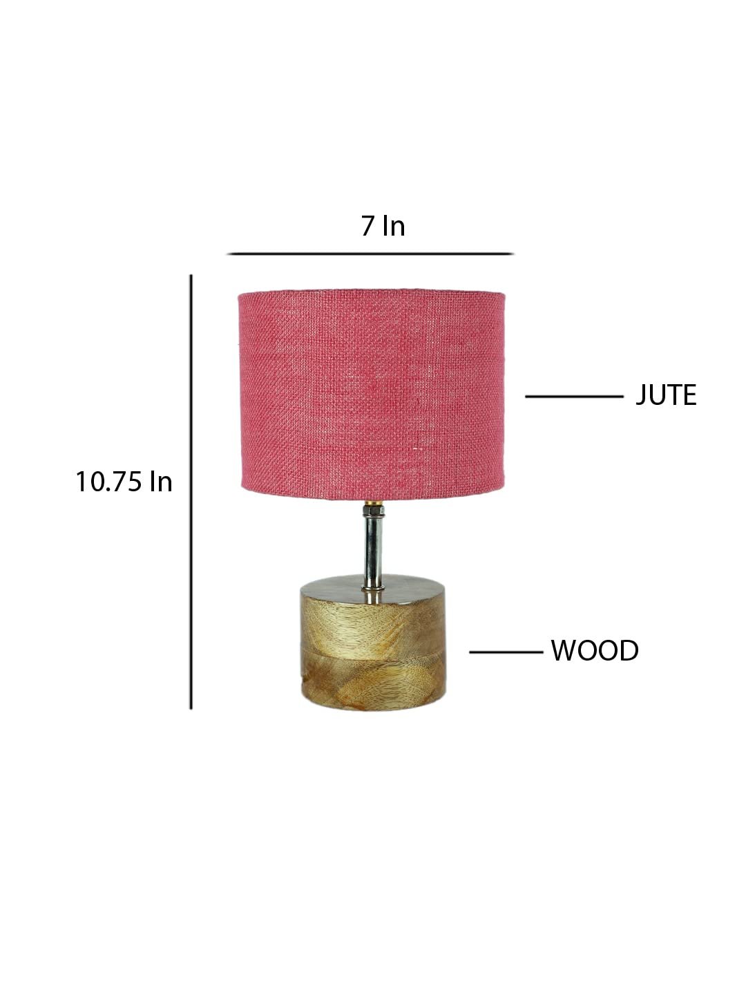 Wood Table lamp with Pink Jute Shade