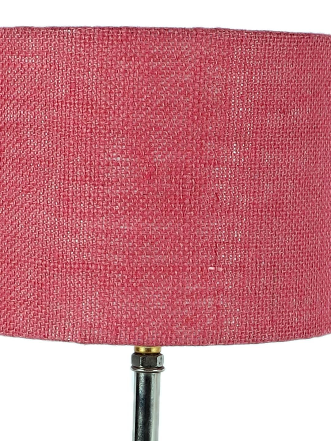 Wood Table lamp with Pink Jute Shade