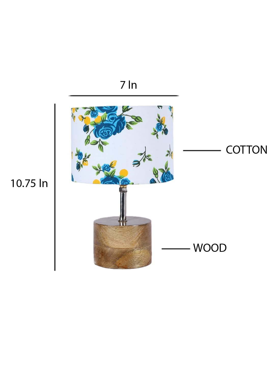 Wood Table lamp with Multicolor Cotton Shade