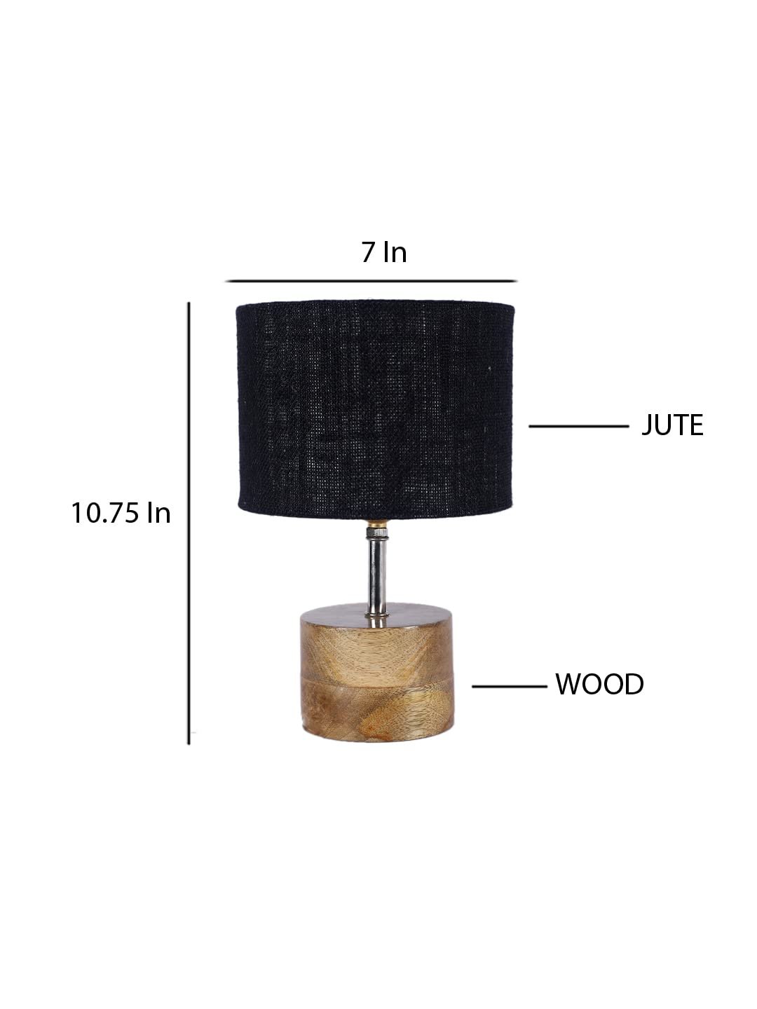 Wood Table lamp with Black Jute Shade