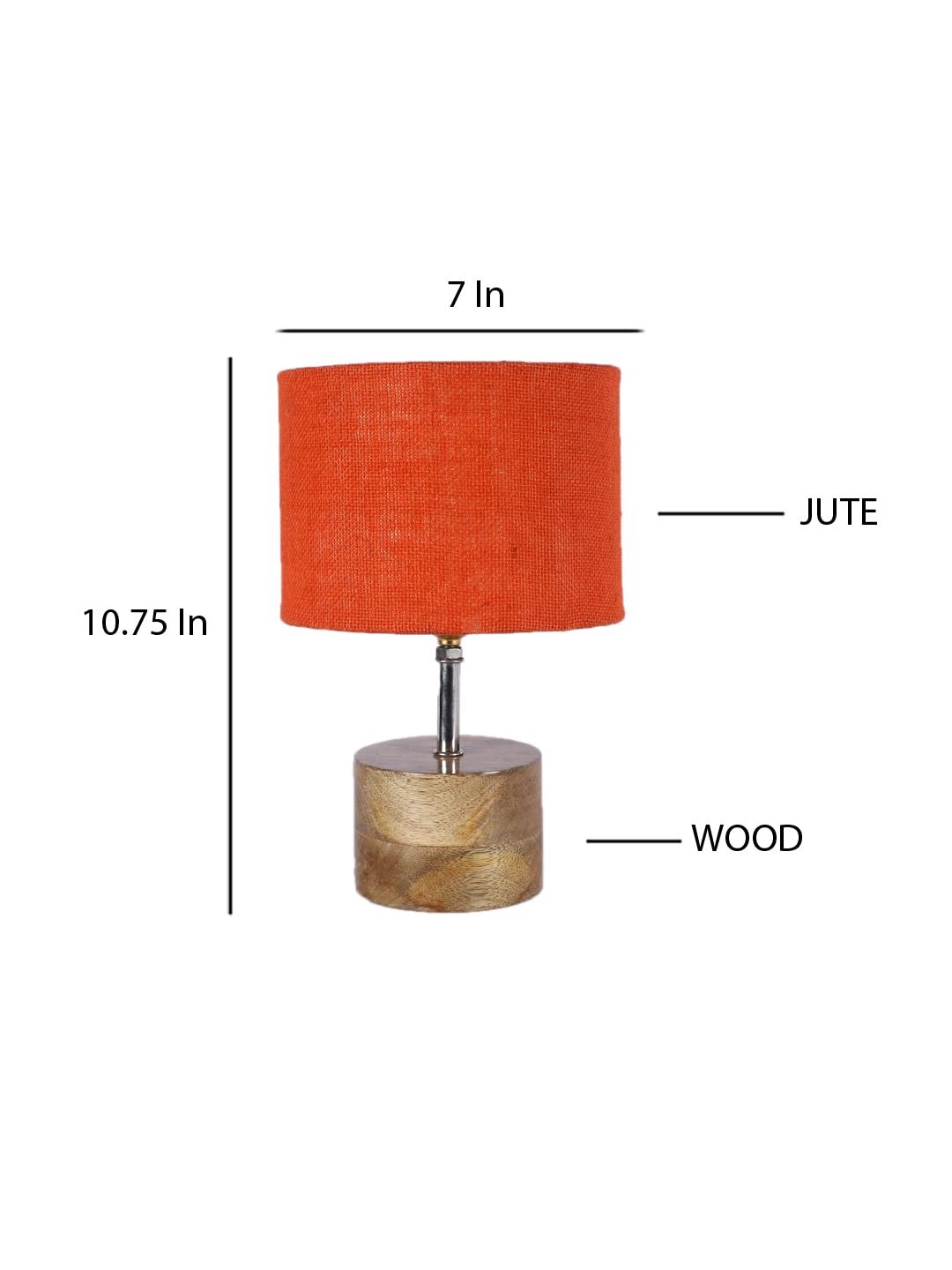 Wood Table lamp with Orange Jute Shade