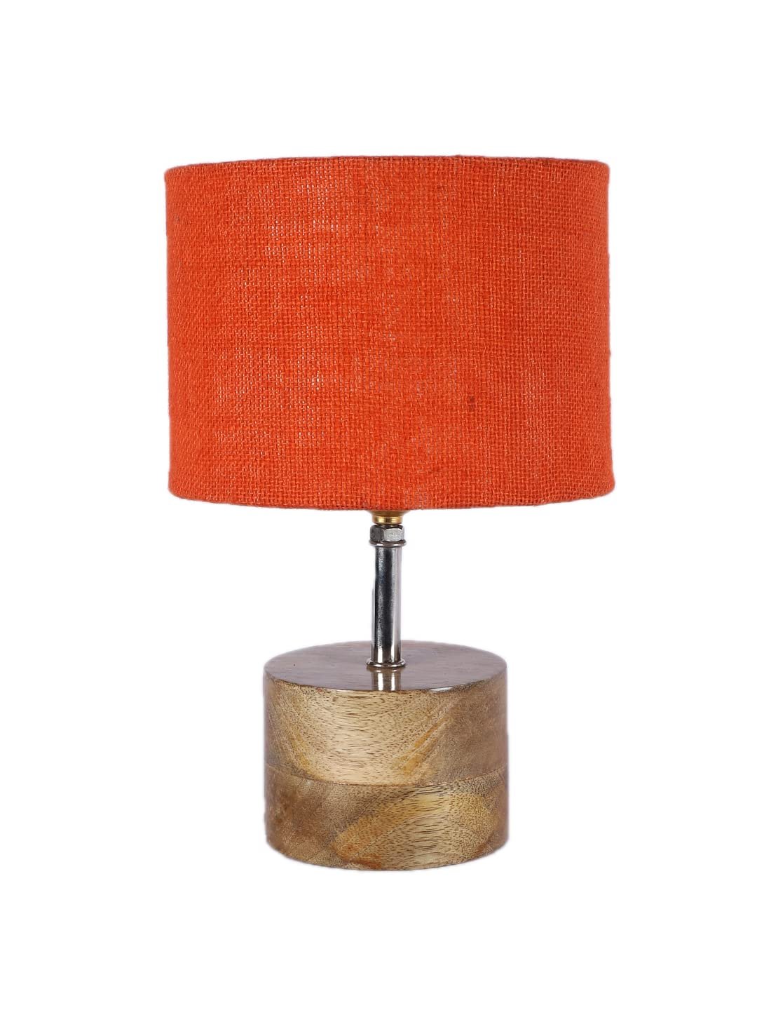 Wood Table lamp with Orange Jute Shade