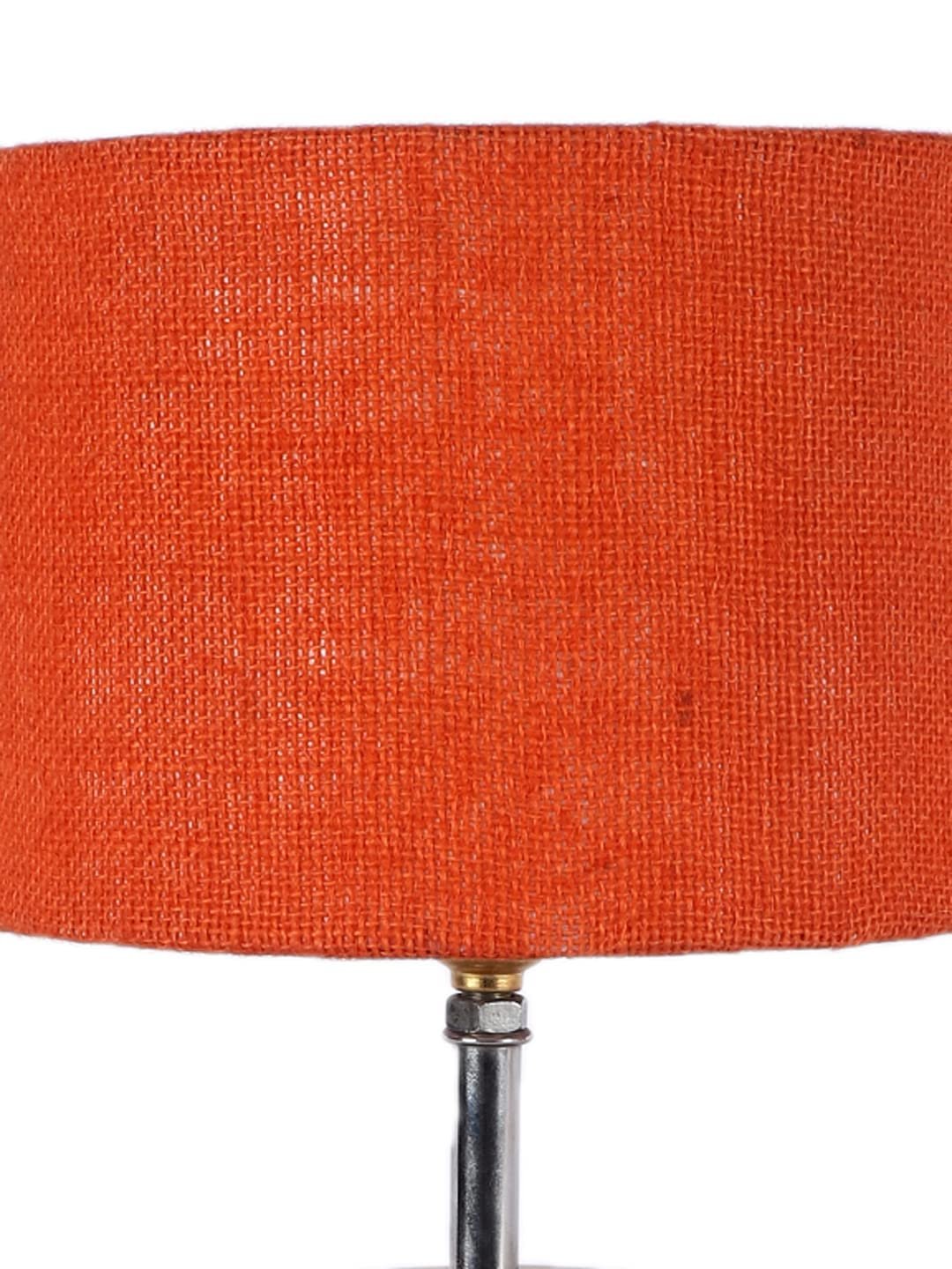 Wood Table lamp with Orange Jute Shade