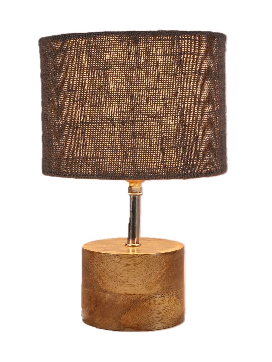 Wood Table lamp with Grey Jute Shade