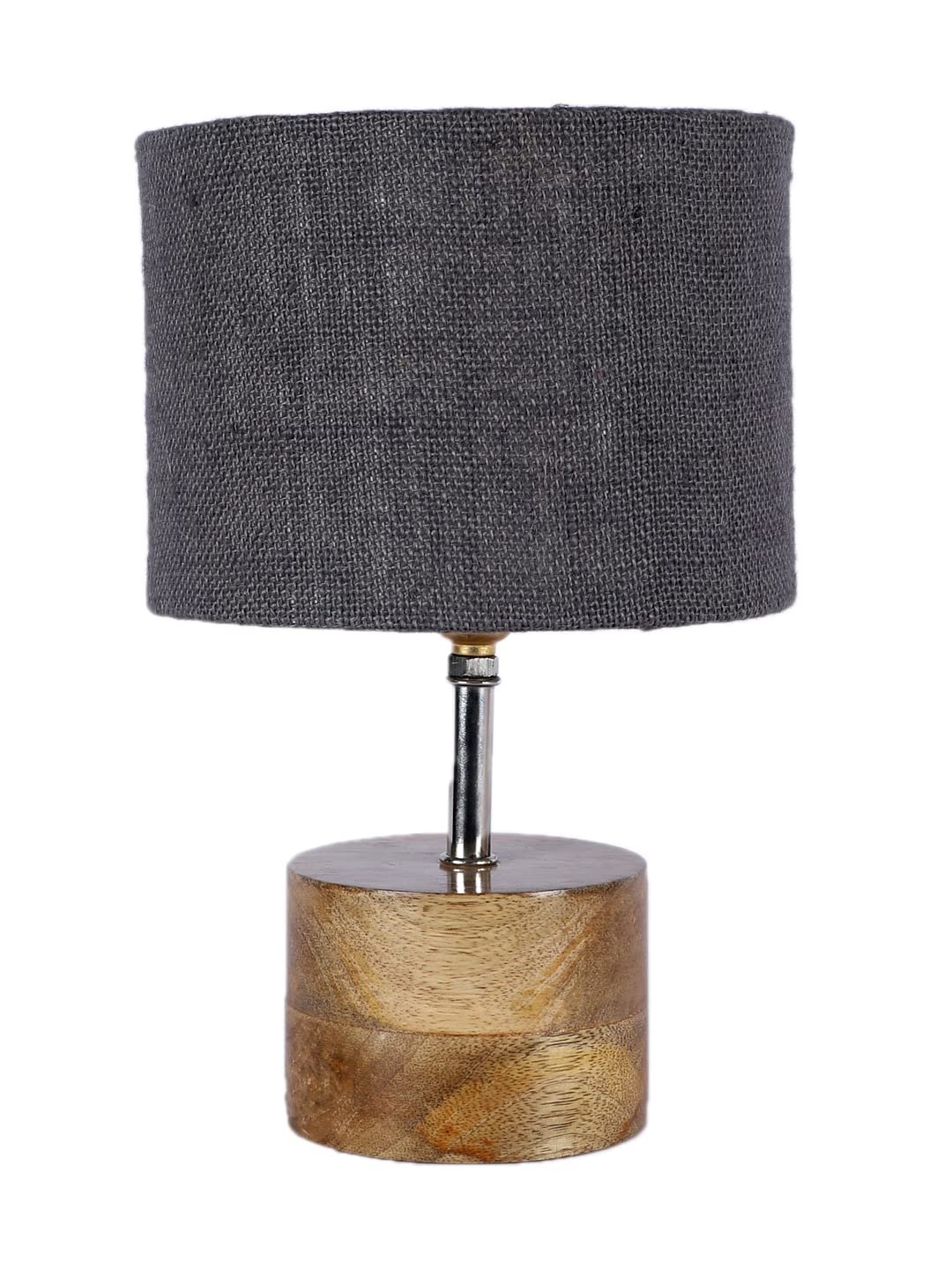 Wood Table lamp with Grey Jute Shade