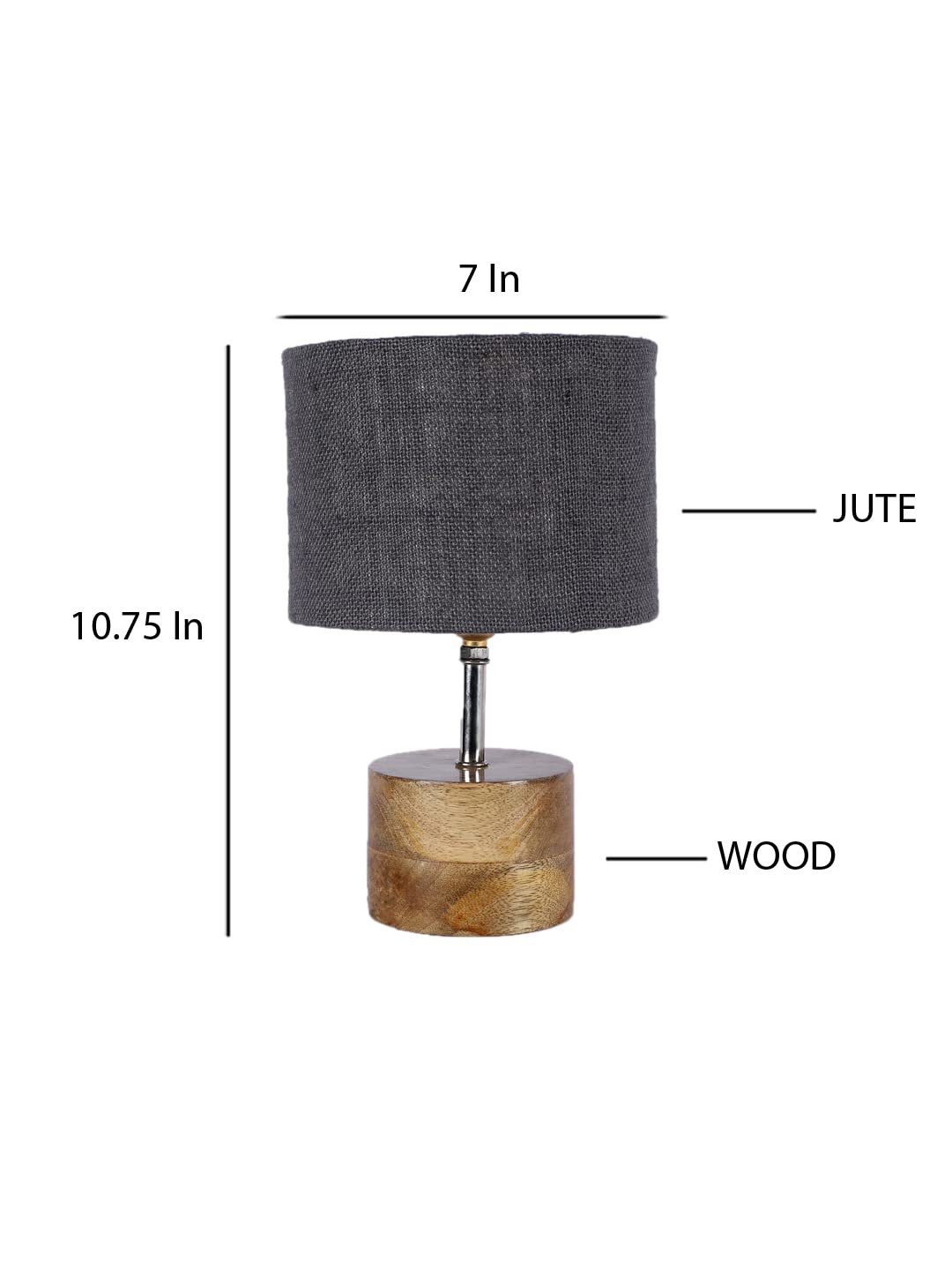 Wood Table lamp with Grey Jute Shade