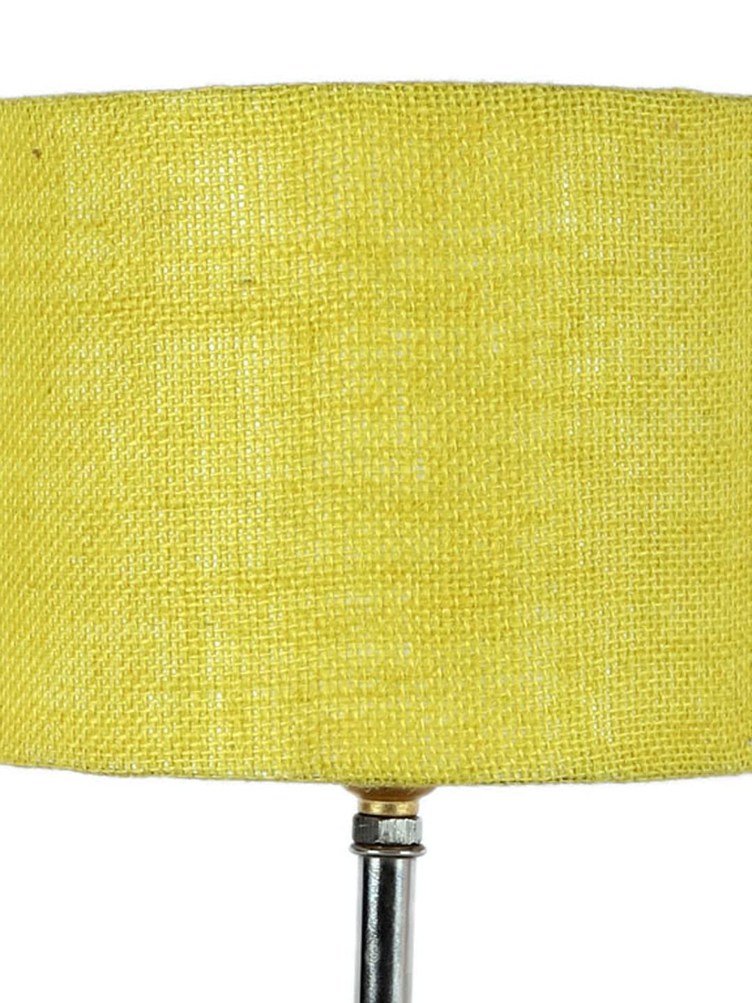 Wood Table lamp with Yellow Jute Shade