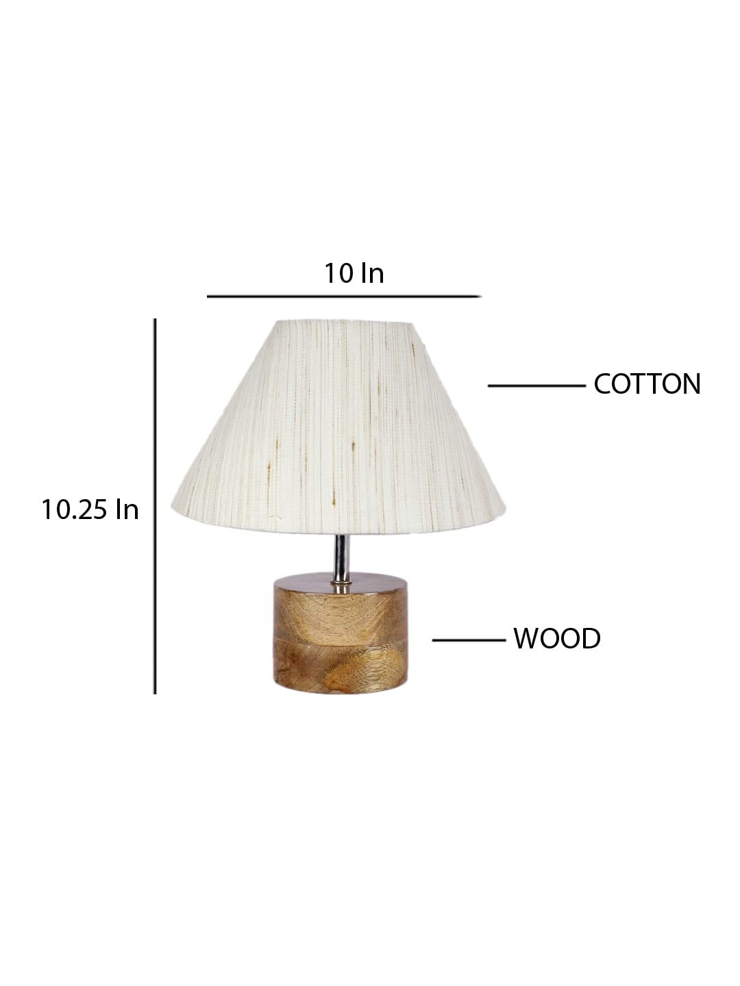 Wood Table lamp with Off-White Cotton Shade