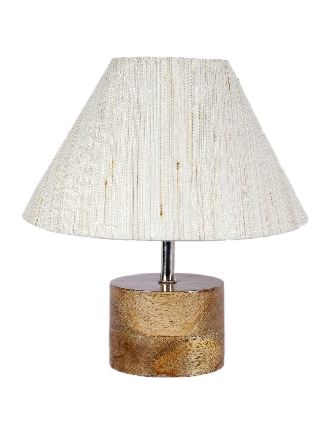 Wood Table lamp with Off-White Cotton Shade